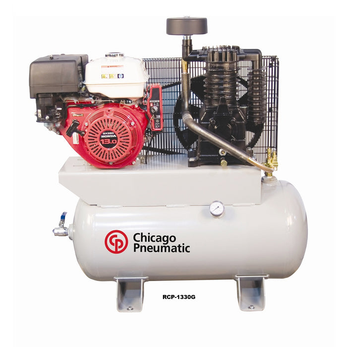 Chicago Pneumatic Gas-Driven Piston Compressors – 9-13 HP, 2-Stage Cast-Iron Power