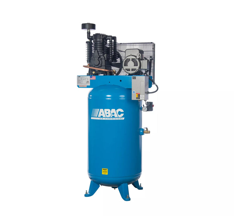 ABAC Hybrid Pro Two-Stage Belt-Drive Air Compressor 7.5HP 80H Gallon – Aluminum Pump with Cast-Iron Cylinders