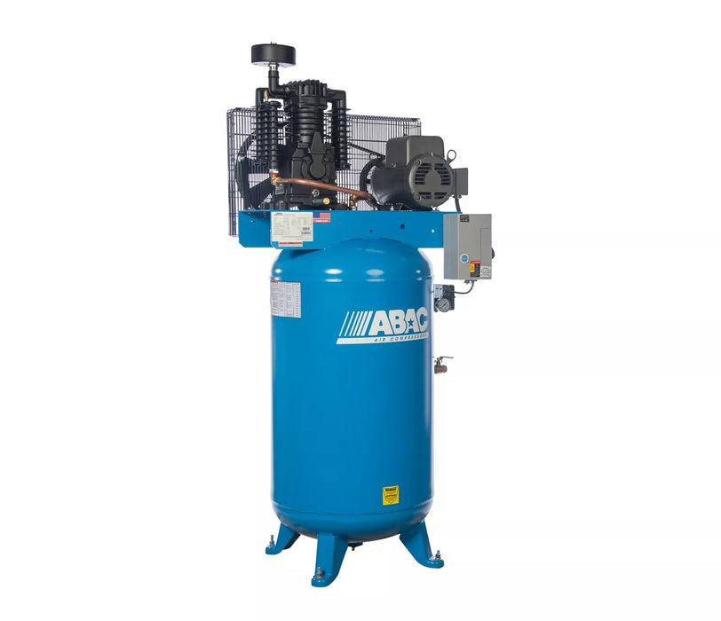 ABAC Hybrid Pro Two-Stage Belt-Drive Air Compressor 7.5HP 80H Gallon – Aluminum Pump with Cast-Iron Cylinders