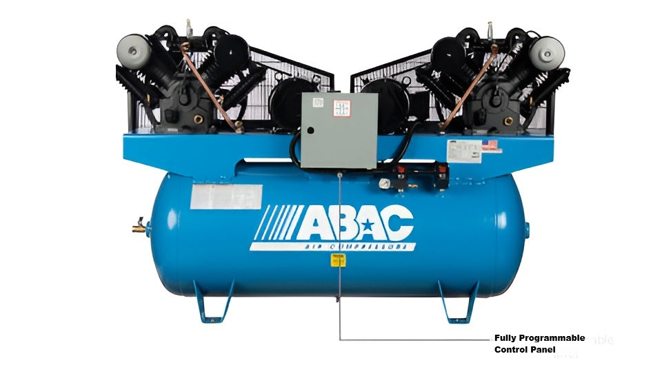 ABAC Ironman Duplex Cast-Iron Piston Air Compressor – Dual Pump, Programmable Control