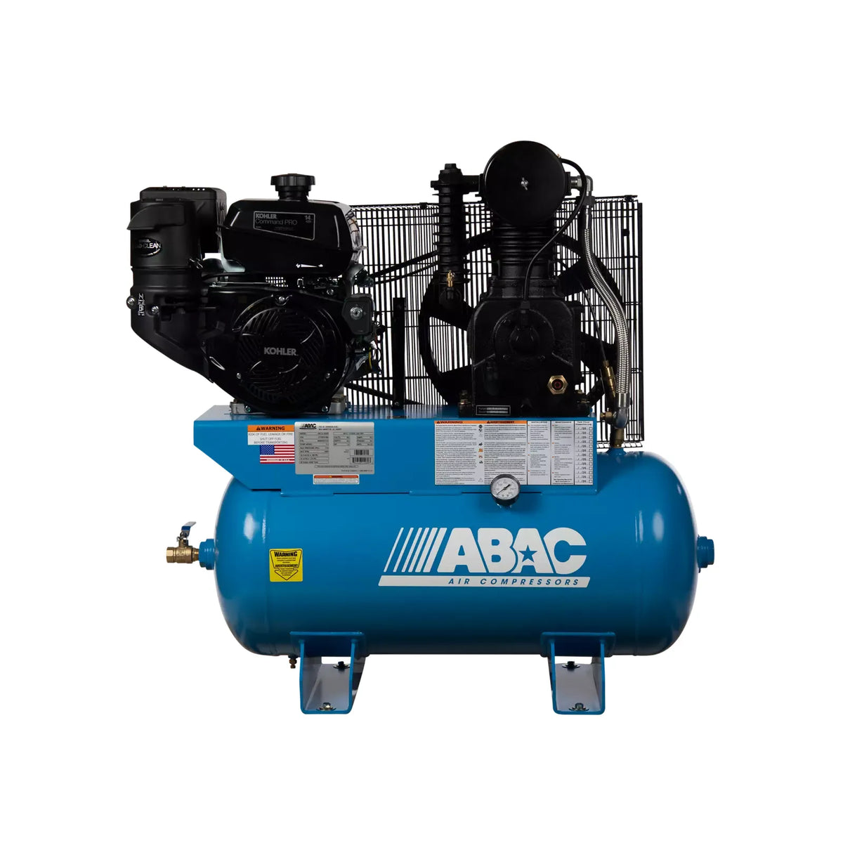 ABAC Ironman Engine Cast-Iron Piston Air Compressor-Mobile, Gas-Driven ...