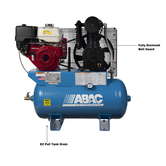 ABAC Ironman Engine Cast-Iron Piston Air Compressor-Mobile, Gas-Driven Power