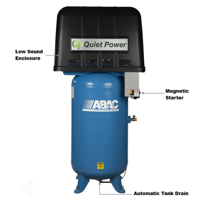 ABAC Quiet Series 2-Stage Belt-Drive Piston Compressor – Ultra-Low Noise Power - 7.5HP