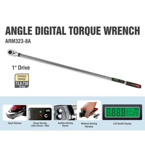 ACDelco ARM323-8A 1″ Digital Angle Torque Wrench – 73.8-738 ft-lb / 100-1000 Nm Range
