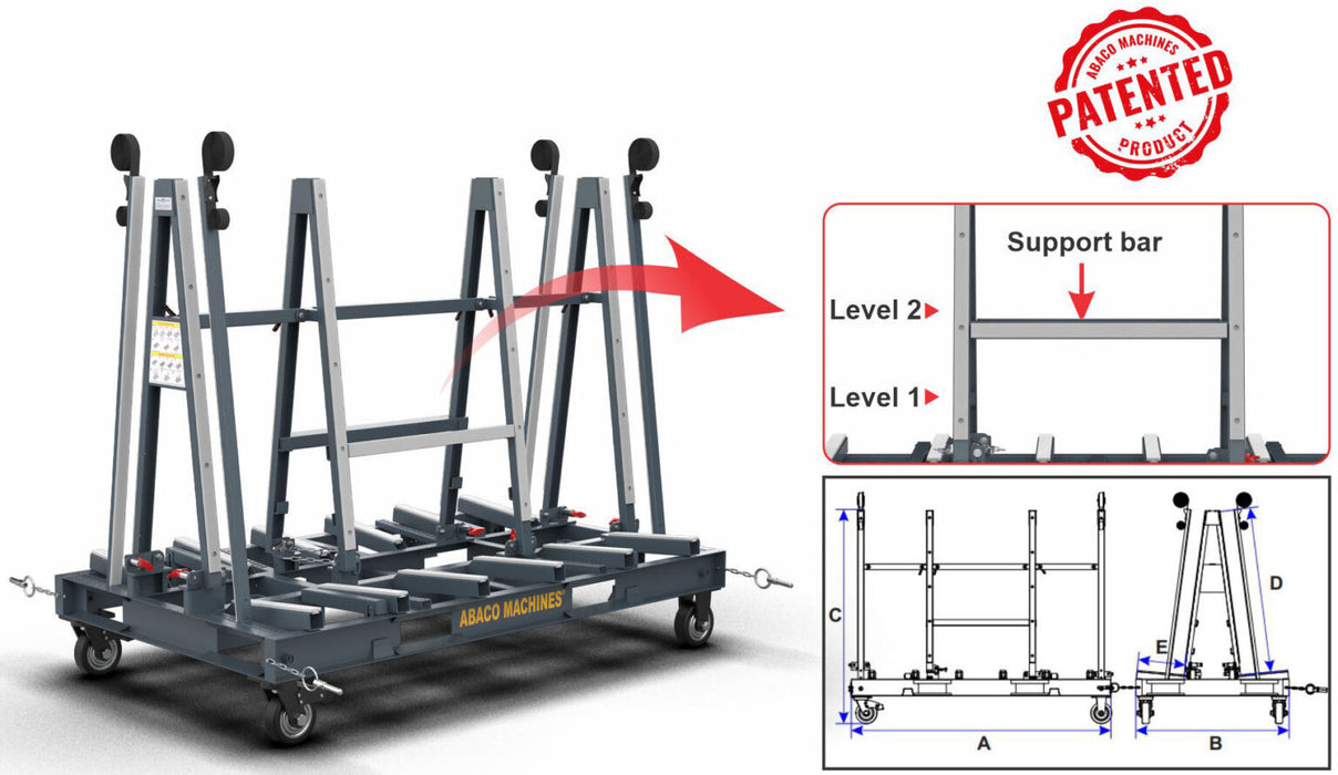 Abaco Folding One-Stop A-Frame – Foldable Stone & Slab Transport Rack (FOSA7547)