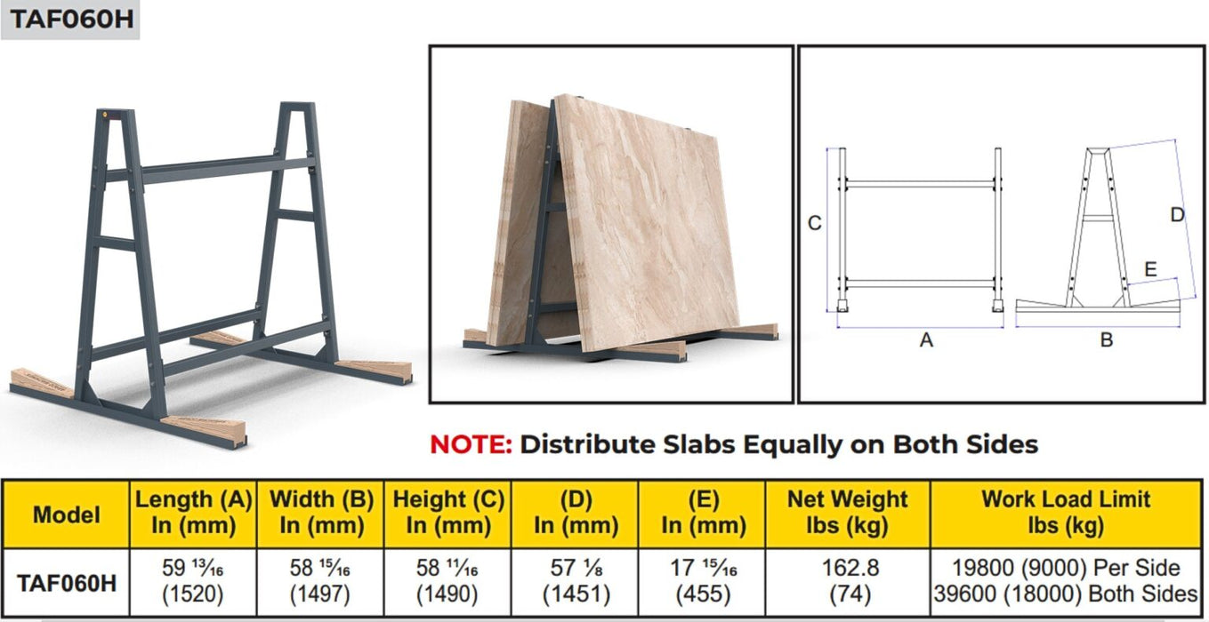 Abaco Heavy Duty Truck A-Frame TAF060H – Extra-Sturdy Stone Slab Storage & Handling Rack