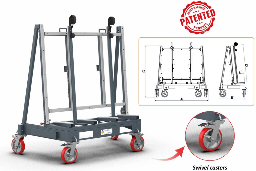Abaco Nesting Single-Sided Cart – Space-Saving Stone Slab Transport & Handling Cart (NSC6432)