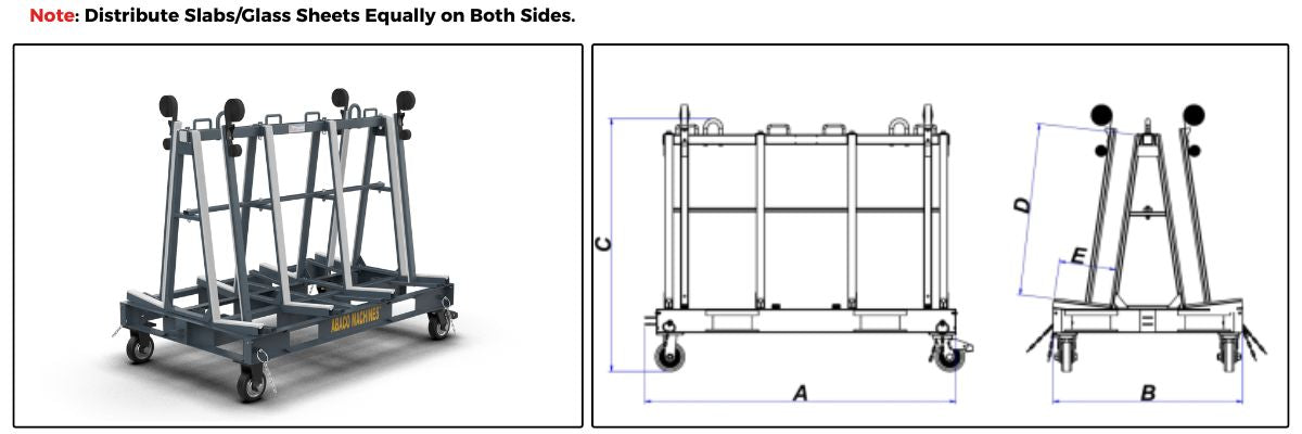 Abaco One Stop A-Frame – Heavy-Duty Mobile Slab & Glass Transport Rack (OSA6135 / OSA6135-G)