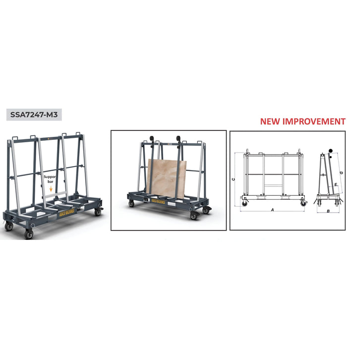 Abaco One Stop Single-Sided A-Frame – SSA7247-M3 (Mobile Slab Transport & Storage Frame)