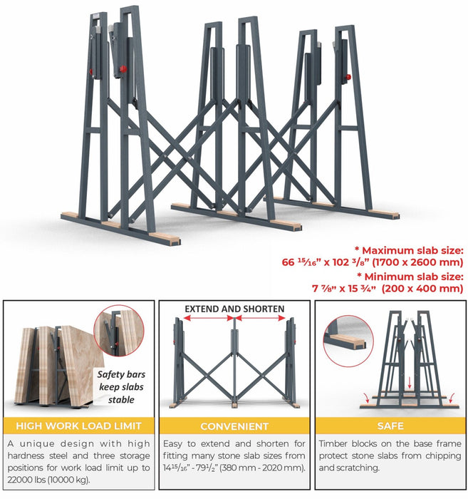 Abaco Triple Side Folding Truck A-Frame ATSFTA056 – 22,000 lb Capacity Slab Storage Frame