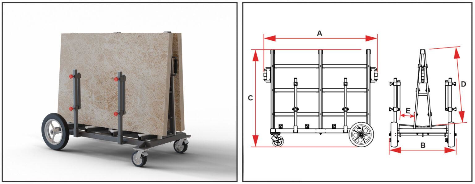 Abaco Double Sided Slab Buggy – Heavy-Duty Dual-Frame Stone & Sheet Transport Buggy (DSBG2640)