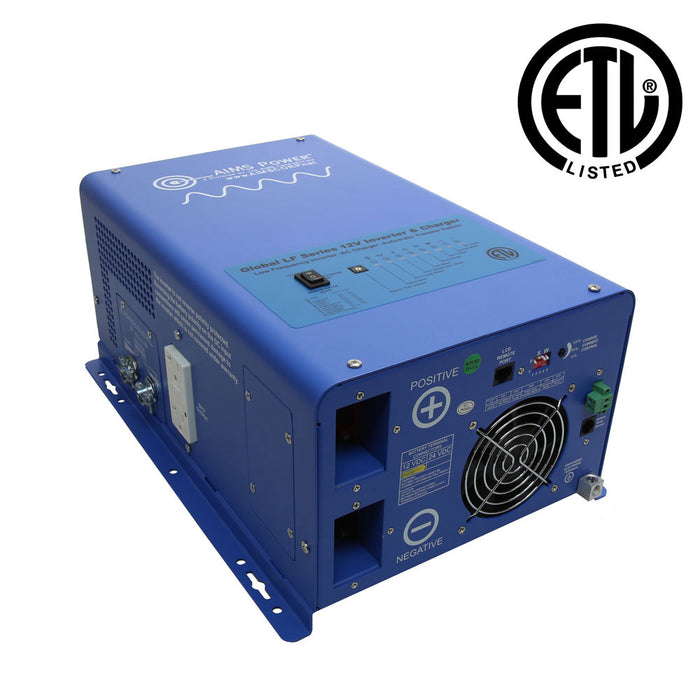 AIMS 1500W Pure Sine Inverter Charger – ETL/UL-458 & CSA Certified, 12V → 120V
