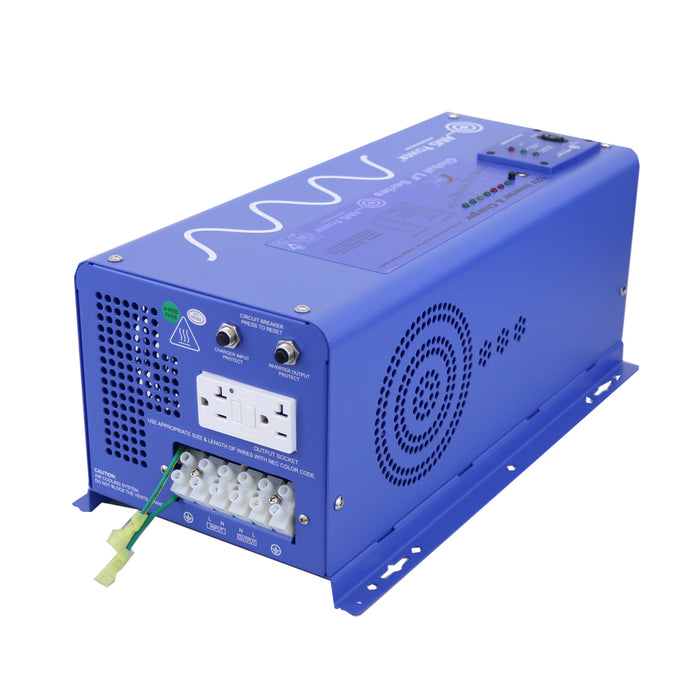 AIMS 2000 W Pure Sine Inverter Charger with Transfer Switch – 12 V DC → 120 VAC Backup Power