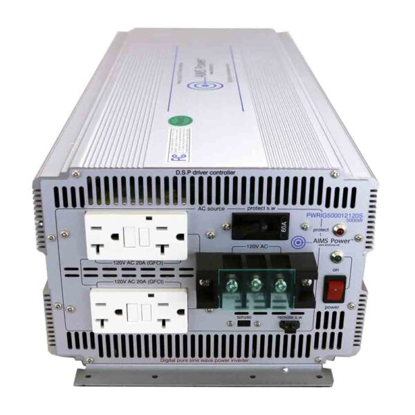 AIMS 5,000-Watt 12-V Industrial Pure Sine Inverter – 50/60 Hz Heavy-Duty Off-Grid Power