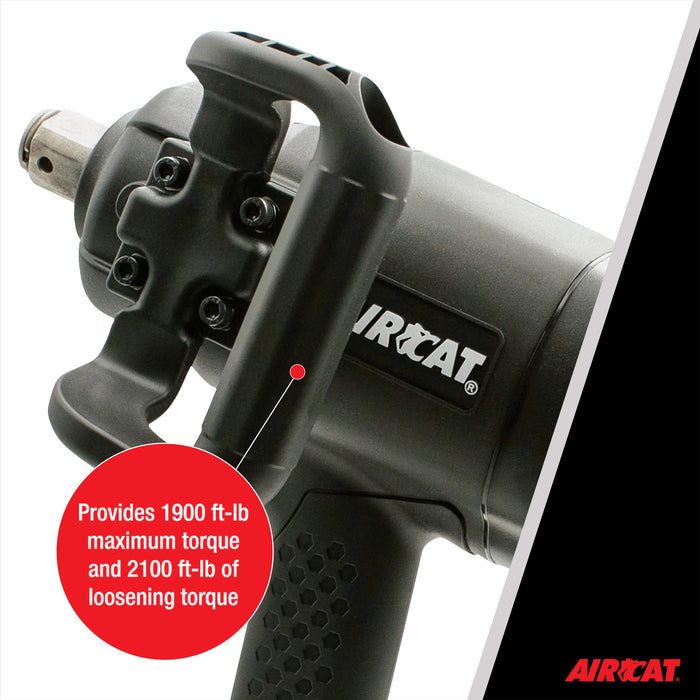 AirCat 1870-P-6 1″ Low-Weight Pistol Grip Impact Wrench – 1,900 ft-lb Torque, 6″ Extended Anvil