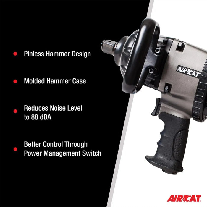 AirCat 1880-P-A 1″ Pistol Grip Impact Wrench – 1,700 ft-lb Max Torque, 1,900 ft-lb Break-Loose