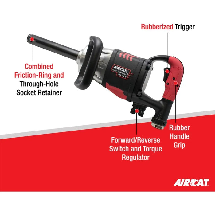 AirCat 1″ Vibrotherm Drive Composite Straight Impact Wrench (7″ Anvil) – 2,100 ft-lb Torque
