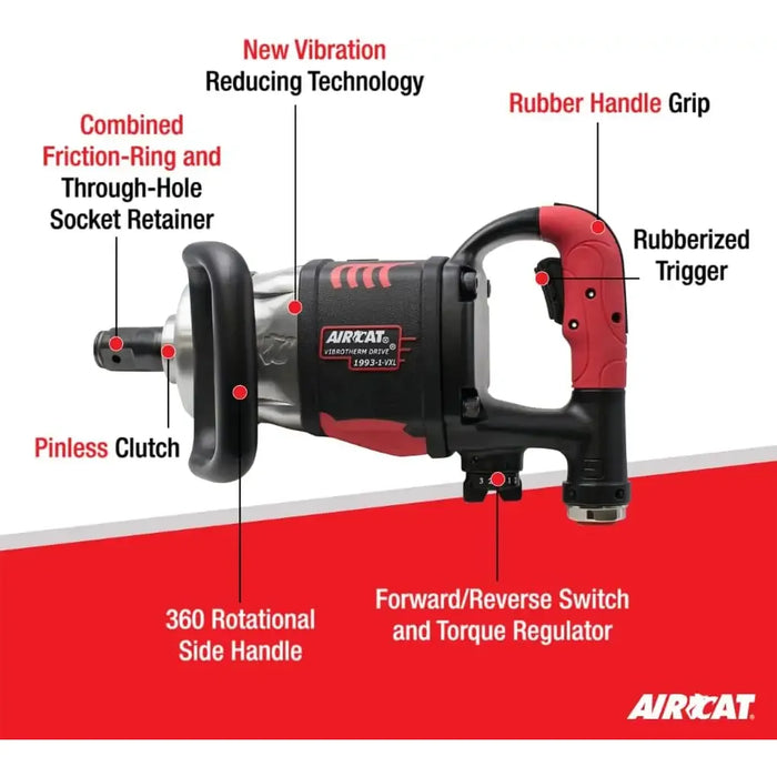 AirCat 1″ Vibrotherm Drive Composite Straight Impact Wrench (1993-1-VXL)