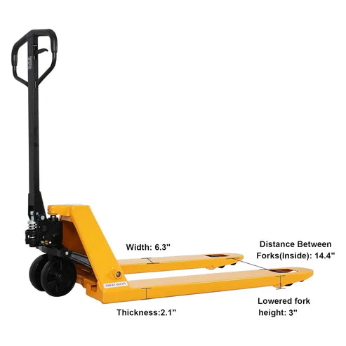 ApolloLift A-1007 Manual Hydraulic Pallet Jack – 5,500 lb Capacity, 48″×27″ Forks Nylon Wheel