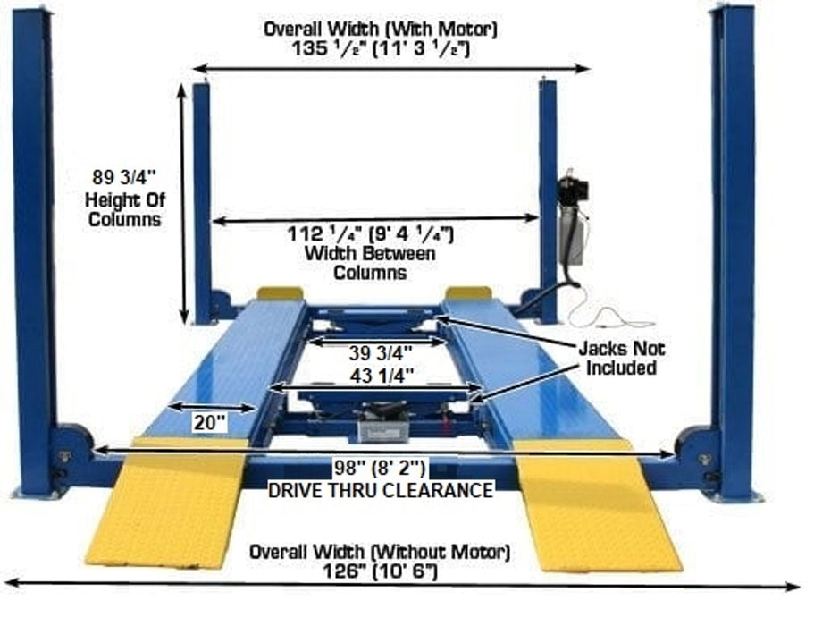 Atlas Automotive Equipment 412 Commercial Grade 4-Post Lift – 12,000 lb Capacity Heavy-Duty Car Lift for Professional Garages | Model ATTD-412-NEW