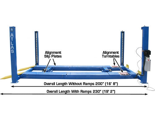 Atlas Automotive Equipment 412A 12,000 lb 4-Post Alignment Lift with Turntables – Heavy-Duty Hydraulic Car Lift for Professional Garages & Alignment Shops (Model ATTD-412A)