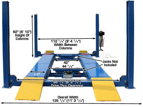 Atlas Automotive Equipment 412A 12,000 lb 4-Post Alignment Lift with Turntables – Heavy-Duty Hydraulic Car Lift for Professional Garages & Alignment Shops (Model ATTD-412A)