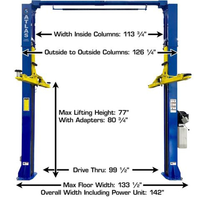 Atlas TPO-9 2-Post Overhead Car Lift | 9,000 lb Heavy-Duty Automotive Hoist for Professional Garages