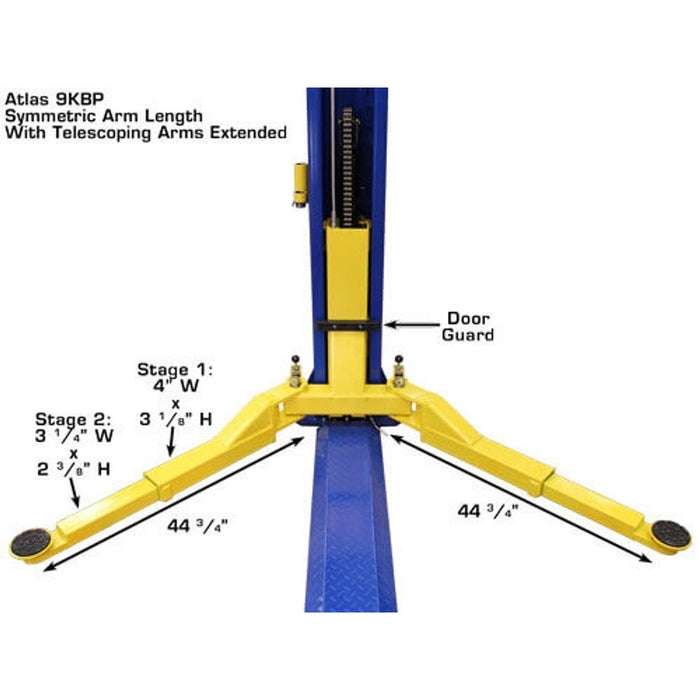 Atlas 9KBPX 2-Post Baseplate Car Lift | 9,000 lb Heavy-Duty Automotive Hoist for Professional Garages
