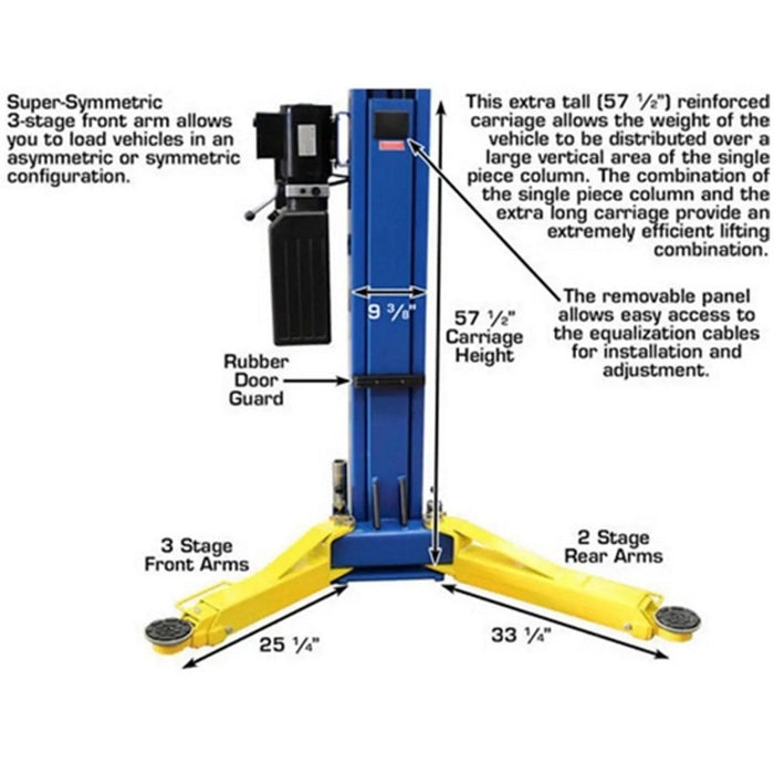 Atlas Automotive 9,000 lb. Overhead 2-Post Lift – Model 9OHSC ATTD-9OHSC-SS-FPD | Heavy-Duty Garage & Shop Car Lift