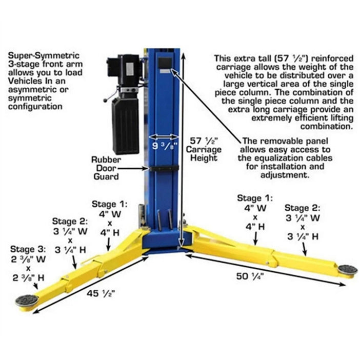 Atlas Automotive 9,000 lb. Overhead 2-Post Lift – Model 9OHSC ATTD-9OHSC-SS-FPD | Heavy-Duty Garage & Shop Car Lift