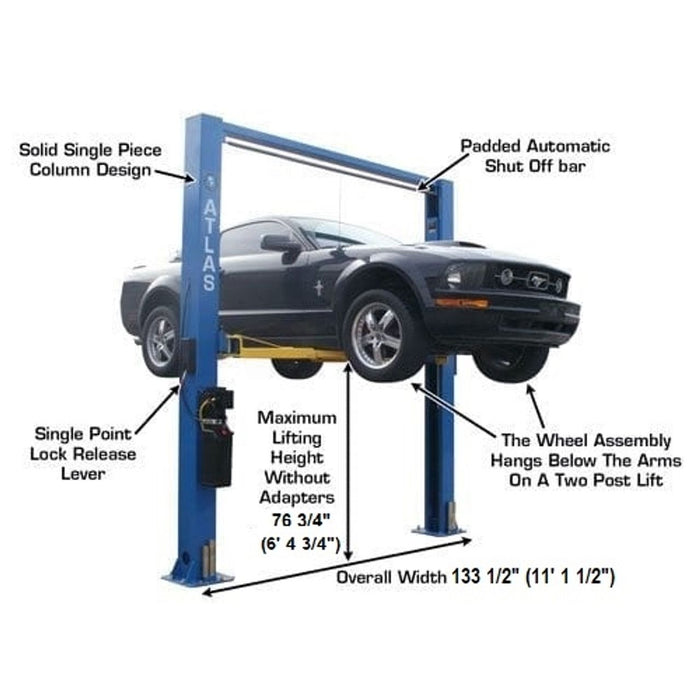 Atlas Automotive 9,000 lb. Overhead 2-Post Lift – Model 9OHSC ATTD-9OHSC-SS-FPD | Heavy-Duty Garage & Shop Car Lift