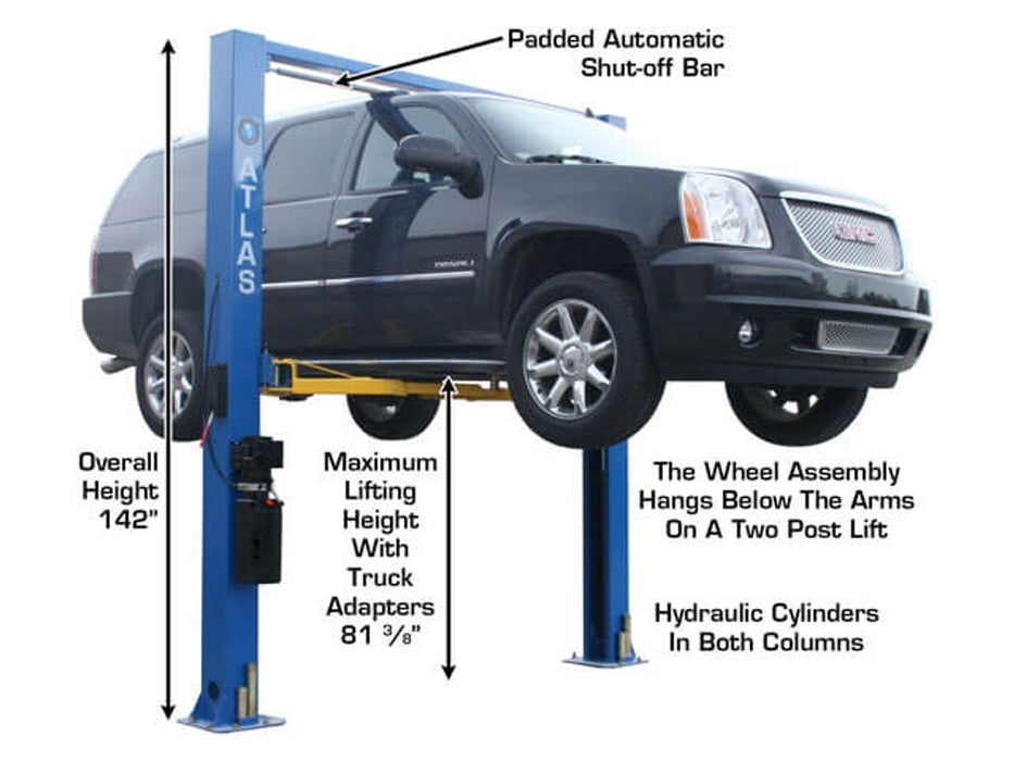 Atlas ATTD-9OHSC + Lawn Mower Adapter Combo | 9,000 lb 2-Post Lift – Atlas Automotive Equipment