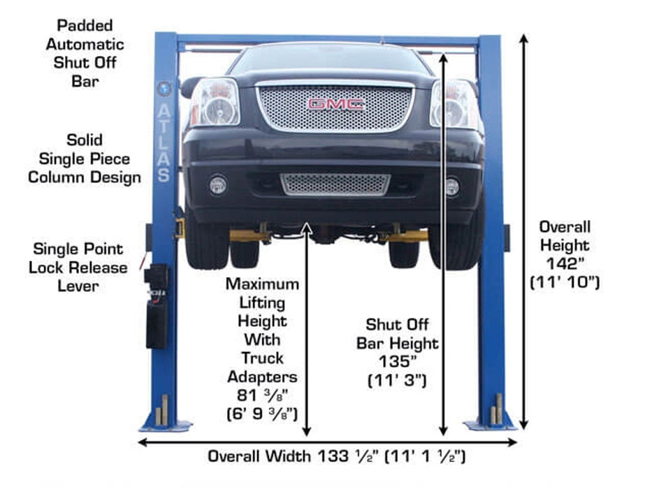 Atlas ATTD-9OHSC + Lawn Mower Adapter Combo | 9,000 lb 2-Post Lift – Atlas Automotive Equipment