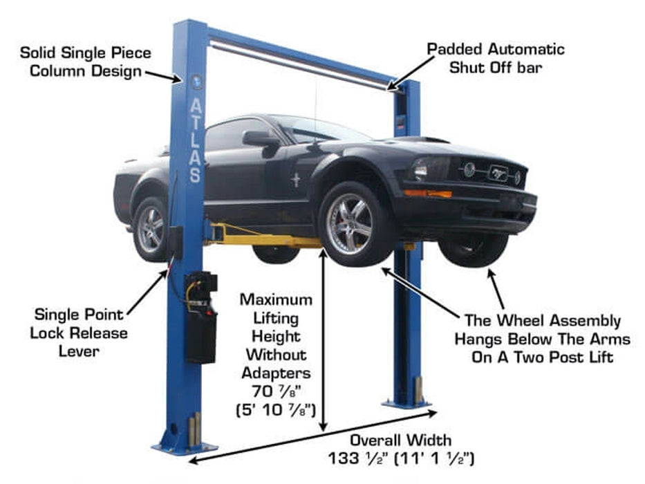 Atlas ATTD-9OHSC + Lawn Mower Adapter Combo | 9,000 lb 2-Post Lift – Atlas Automotive Equipment