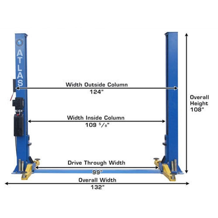 Atlas Automotive Equipment BP8000 Baseplate 2-Post Car Lift – 8,000 lb. Capacity Hydraulic Auto Lift (ATTD-BP8000-NEW)