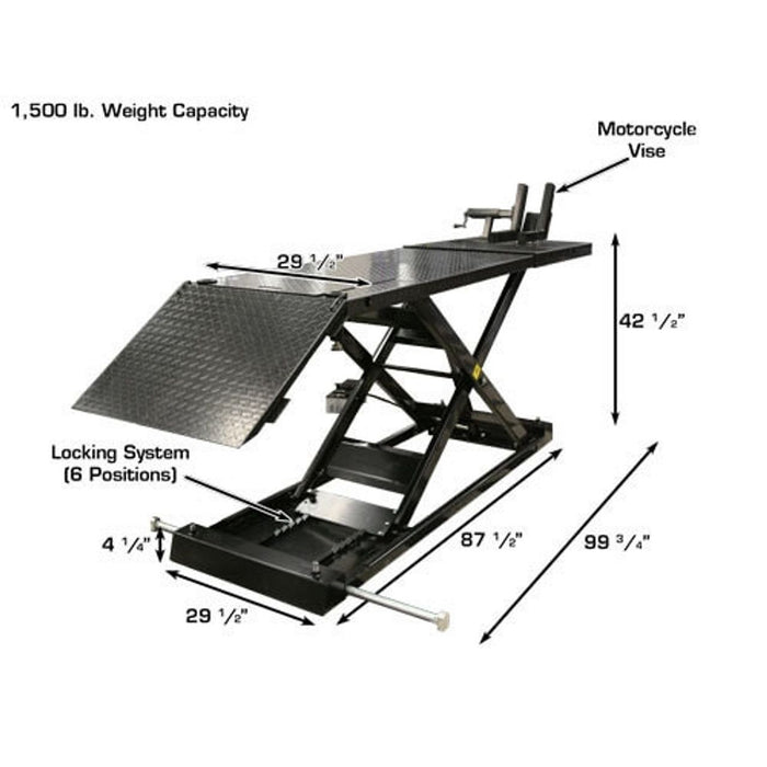 Atlas HI-RISE 1500 Motorcycle / ATV Hydraulic Lift | 1,500 lb Heavy-Duty Lift Table for Powersports & Service Shops