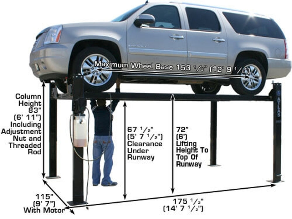Atlas PRO8000 4-Post Lift with RJ35 Sliding Jacks – 8,000 lb Capacity | Professional Car Storage & Service Lift Combo (XH-PRO8-COMBO-FPD)