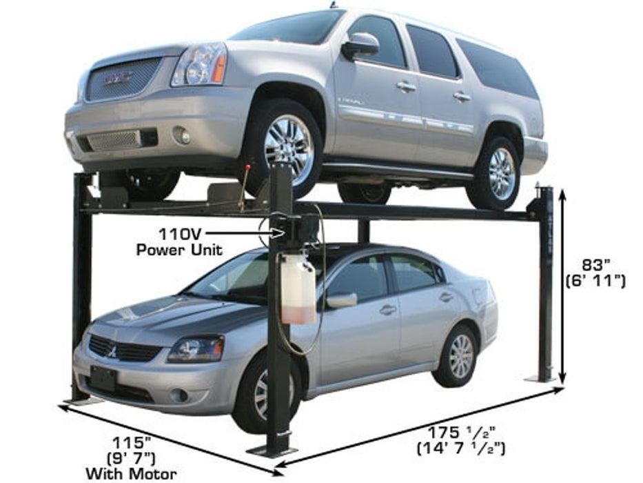 Atlas PRO8000EXT 4-Post Lift with RJ35 Sliding Jacks – Extra Tall & Extra Long Car Lift Combo | Professional Garage Equipment (XH-PRO8EXT-COMBO-FPD)