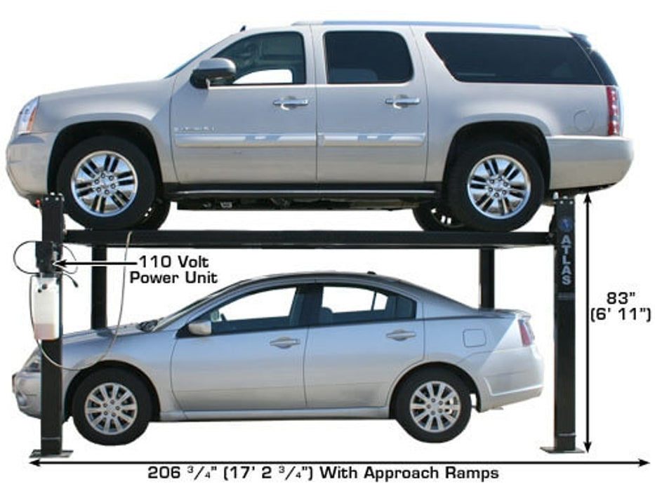 Atlas PRO8000EXT 4-Post Lift with RJ35 Sliding Jacks – Extra Tall & Extra Long Car Lift Combo | Professional Garage Equipment (XH-PRO8EXT-COMBO-FPD)