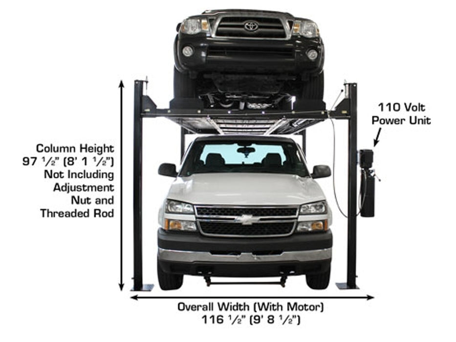Atlas Automotive Equipment PRO8000EXT-L 4 Post Lift + RJ35 Sliding Jacks Combo (Model: XH-PRO8EXTL-COMBO-FPD)