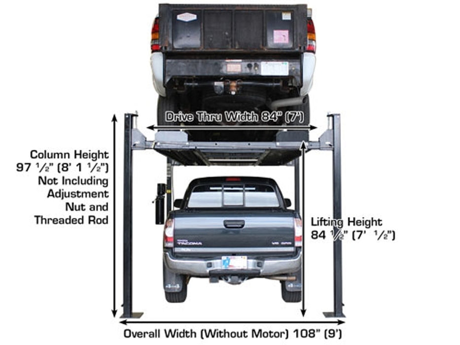 Atlas Automotive Equipment PRO8000EXT-L 4 Post Lift + RJ35 Sliding Jacks Combo (Model: XH-PRO8EXTL-COMBO-FPD)