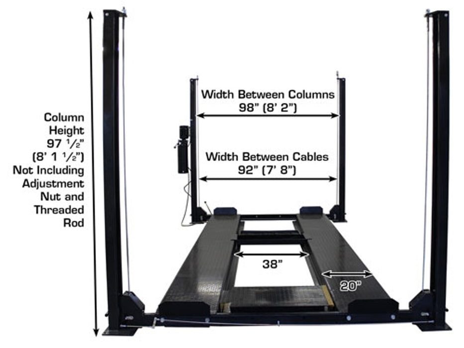 Atlas Automotive Equipment PRO8000EXT-L 4 Post Lift + RJ35 Sliding Jacks Combo (Model: XH-PRO8EXTL-COMBO-FPD)
