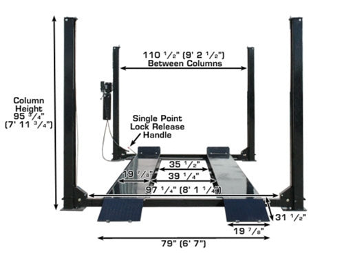 Atlas PRO9000 4-Post Car Lift with RJ35 Sliding Jacks Combo | 9000 lb Capacity