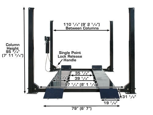 Atlas Equipment PRO9000 4-Post Car Lift with RJ6 Rolling Jacks Combo – 9,000 lb Capacity | Heavy-Duty Hydraulic Lift System for Professional Garages & Home Workshops (Model XH-PRO9-COMBO2-FPD)