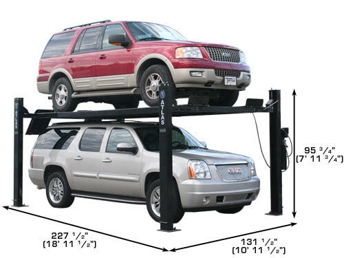 Atlas Equipment PRO9000 4-Post Car Lift with RJ6 Rolling Jacks Combo – 9,000 lb Capacity | Heavy-Duty Hydraulic Lift System for Professional Garages & Home Workshops (Model XH-PRO9-COMBO2-FPD)