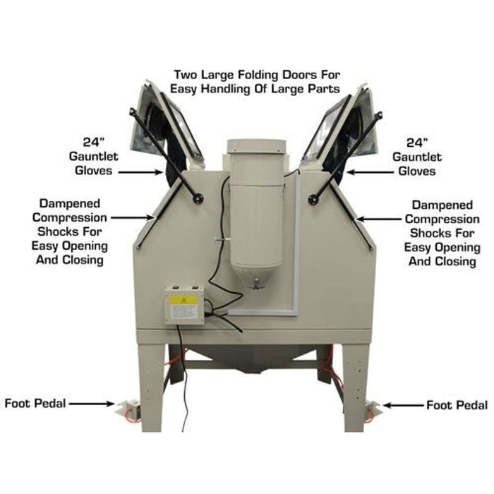 Atlas SBC1200 X-Large Sandblast Cabinet with Dual Doors & Vacuum System | Industrial Automotive Media Blaster
