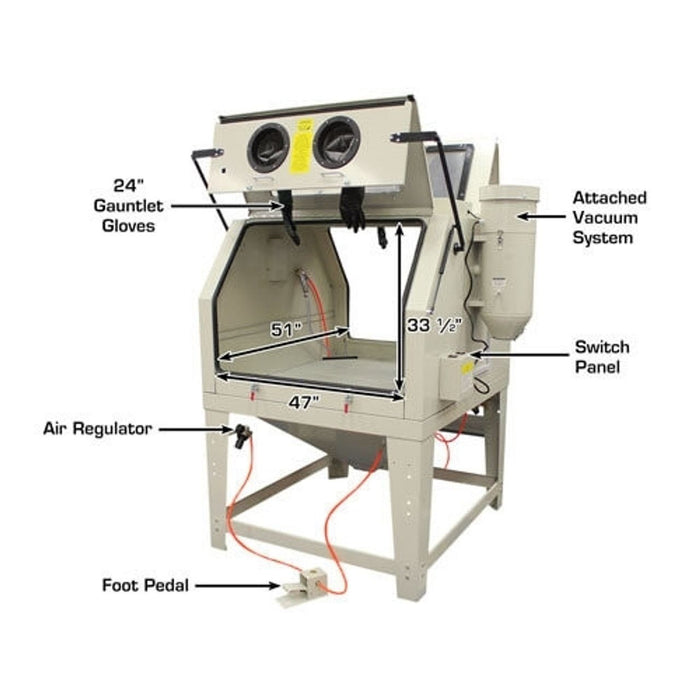 Atlas SBC1200 X-Large Sandblast Cabinet with Dual Doors & Vacuum System | Industrial Automotive Media Blaster