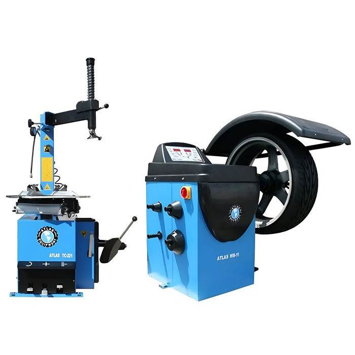 Atlas TC221 Rim Clamp Tire Changer + WB11 Wheel Balancer Combo | Automotive Wheel Service Package TCWB-COMBOEC-FPD