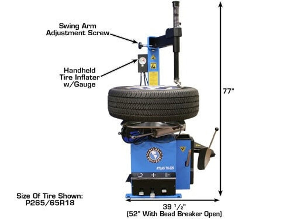 Atlas TC229DAA Rim-Clamp Tire Changer with Dual Assist Arms – Heavy-Duty Automotive Tire Machine by Atlas Automotive Equipment