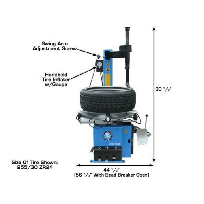 Atlas Automotive Equipment TC289 Extra Large Rim-Clamp Tire Changer – Professional Tire Machine (ATTC289)
